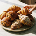 a plate of croissants