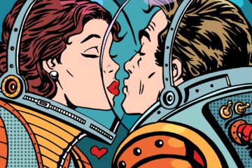 comic of two astronauts kissing