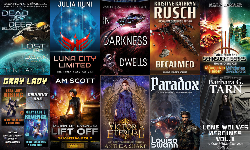 all ten book covers in the Space Opera Sisterhood StoryBundle